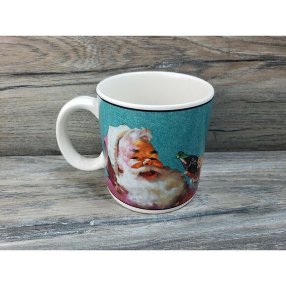 Sakura Coca Cola Santa Smiles Coffee Mug Cup Green - Picture 1 of 7